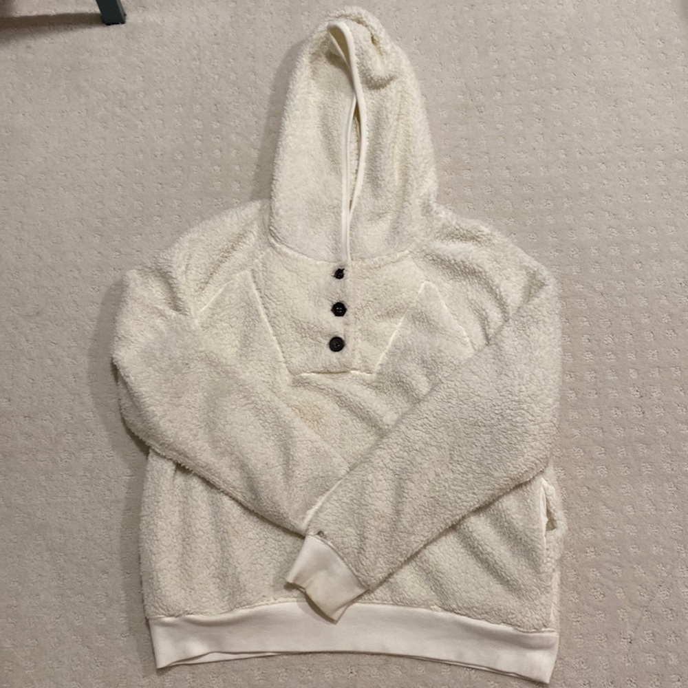 Time and Tru white button sweater